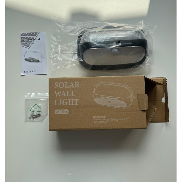 Lampa Solare Perete, Negru, 2500 lm