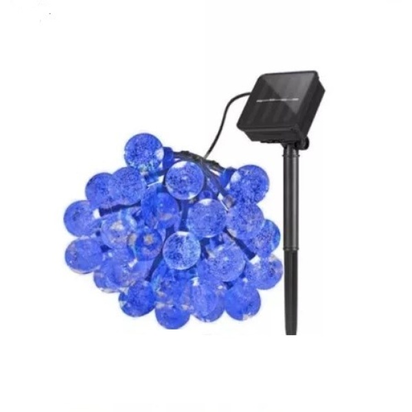 Ghirlanda solara, 9 m, 50 led, diametru led 2.4 cm, albastru